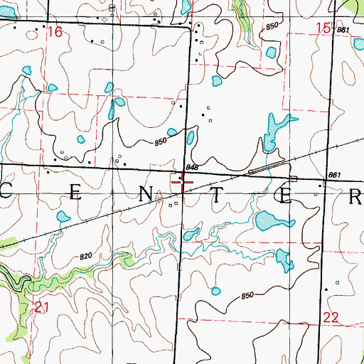 Topographic Map of Township of Center, MO