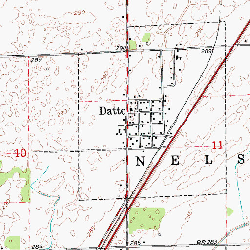 Topographic Map of Datto, AR