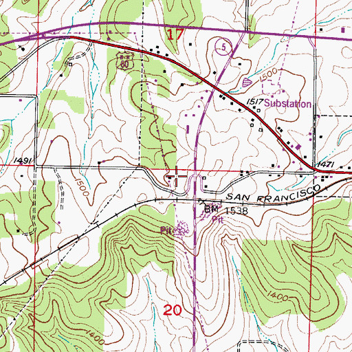 Topographic Map of Township of Pleasant Valley, MO