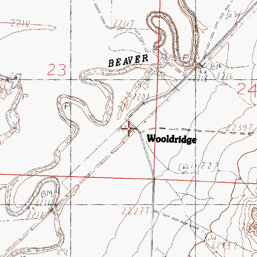 Topographic Map of Wooldridge, MT
