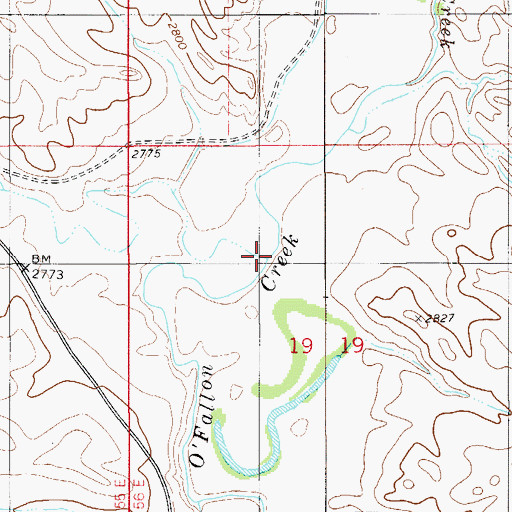 Topographic Map of Miles City Creek, MT