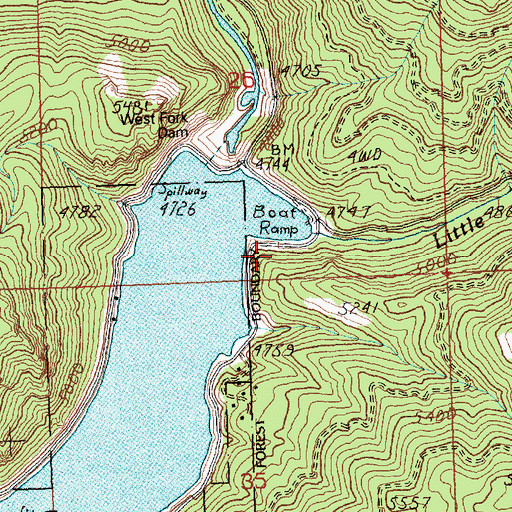 Topographic Map of Little Boulder Bay Boat Launch, MT