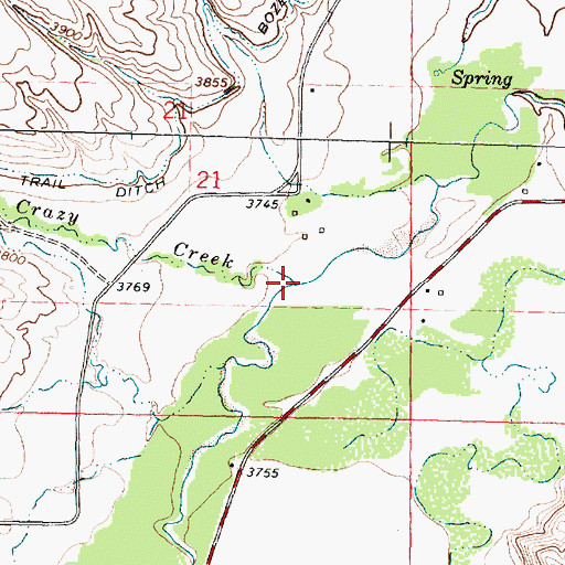 Topographic Map of Crazy Creek, MT