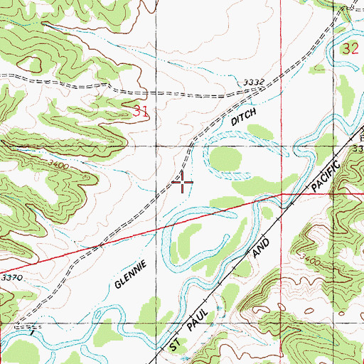 Topographic Map of Glennie Ditch, MT