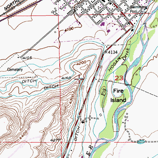 Topographic Map of Post-Kellogg Ditch, MT