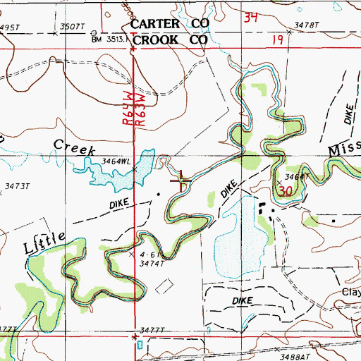 Topographic Map of Shelden Creek, WY