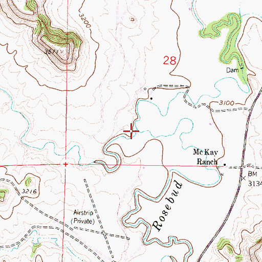 Topographic Map of Slough Grass Creek, MT