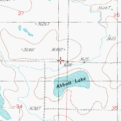 Topographic Map of Abbott Lake School (historical), MT
