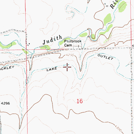 Topographic Map of Ackley Lake Outlet Canal, MT