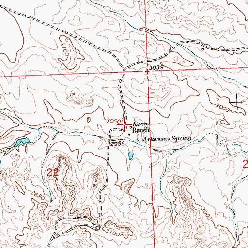 Topographic Map of Akers Ranch, MT