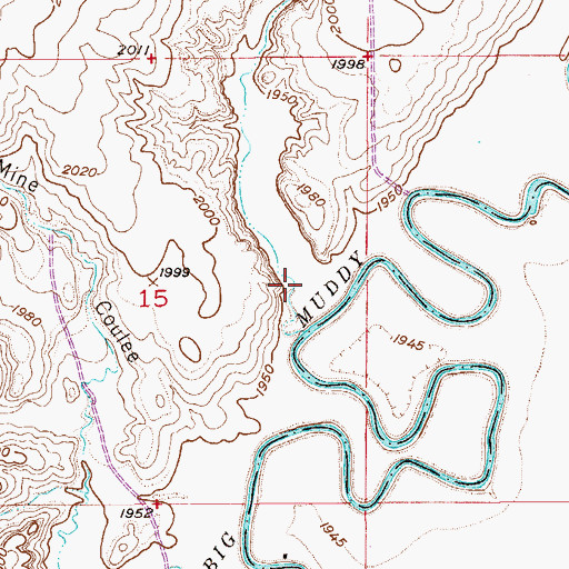 Topographic Map of Alkali Coulee, MT