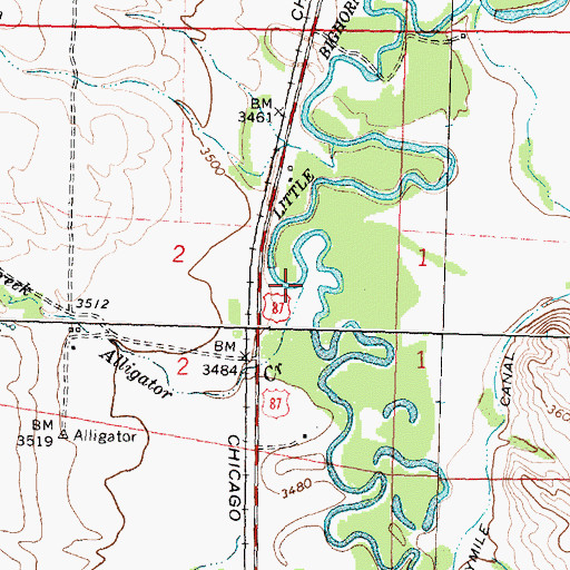 Topographic Map of Alligator Creek, MT