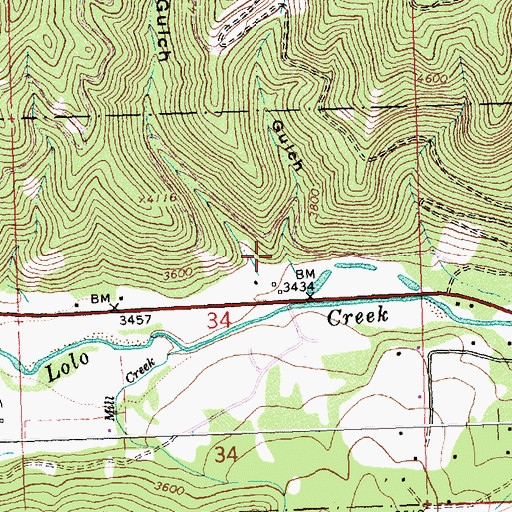 Topographic Map of Anderson Gulch, MT