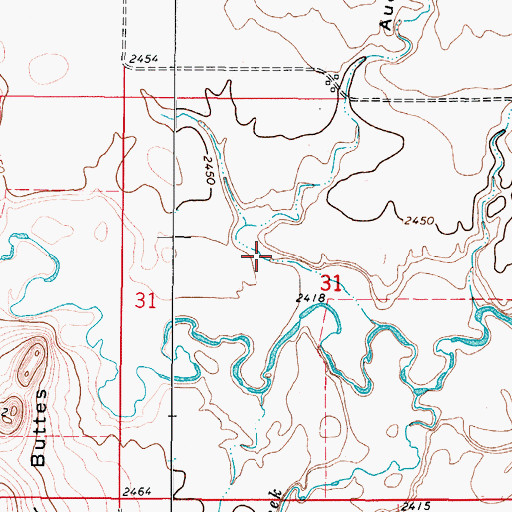 Topographic Map of Audet Coulee, MT