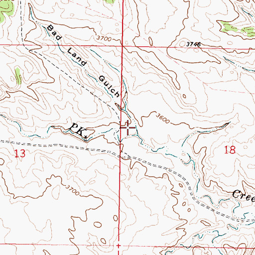 Topographic Map of Bad Land Gulch, MT