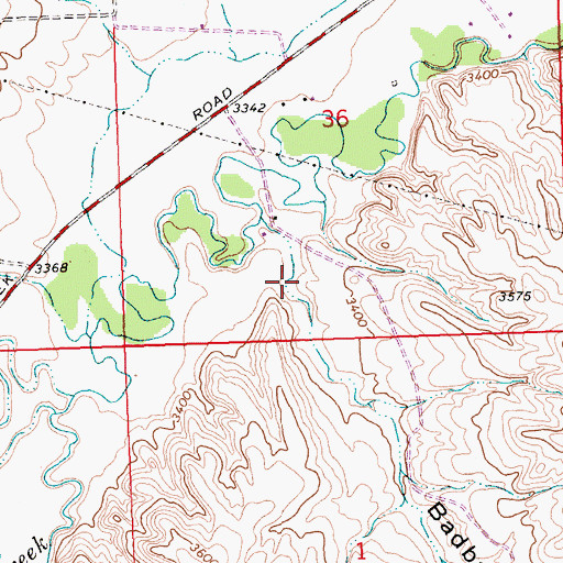 Topographic Map of Badbaby Coulee, MT