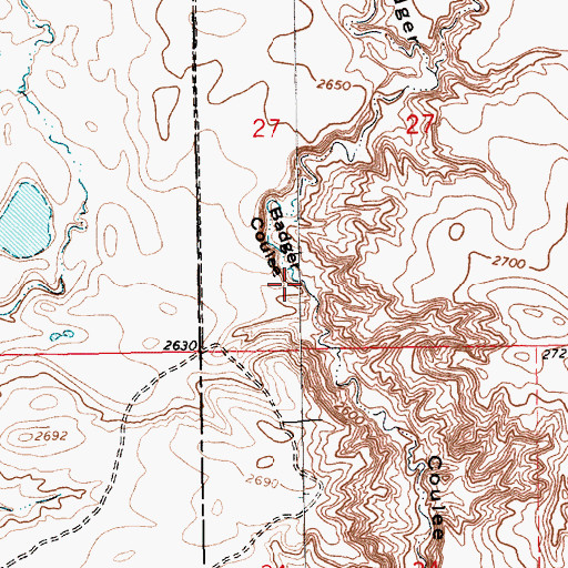 Topographic Map of Badger Coulee, MT
