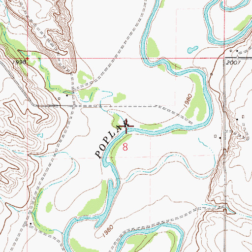 Topographic Map of Badger Creek, MT