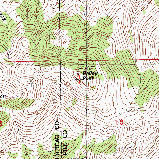 Topographic Map of Bailey Peak, MT
