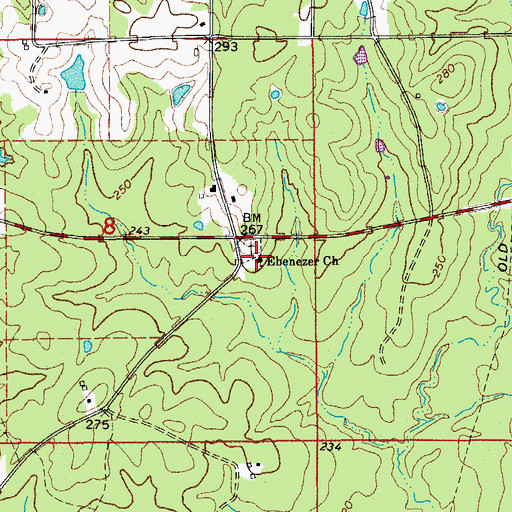 Topographic Map of Ebenezer Baptist Church, AR