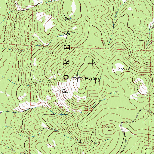 Topographic Map of Baldy, MT