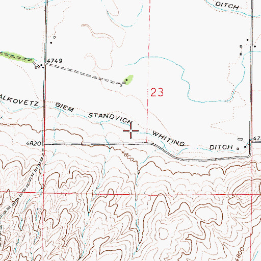 Topographic Map of Balkovetz Giem Standvich Whiting Ditch, MT