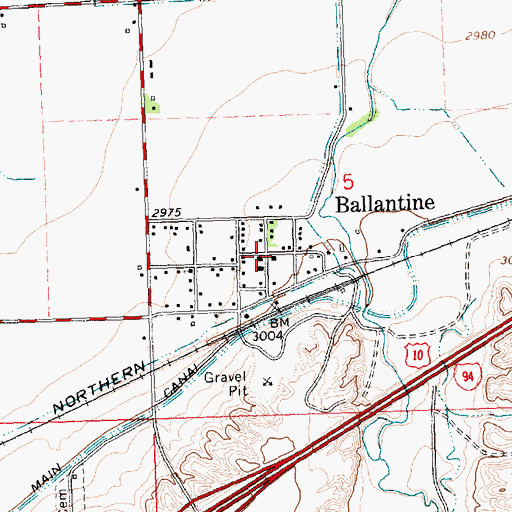 Topographic Map of Ballantine, MT