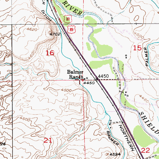 Topographic Map of Balmer Ranch, MT