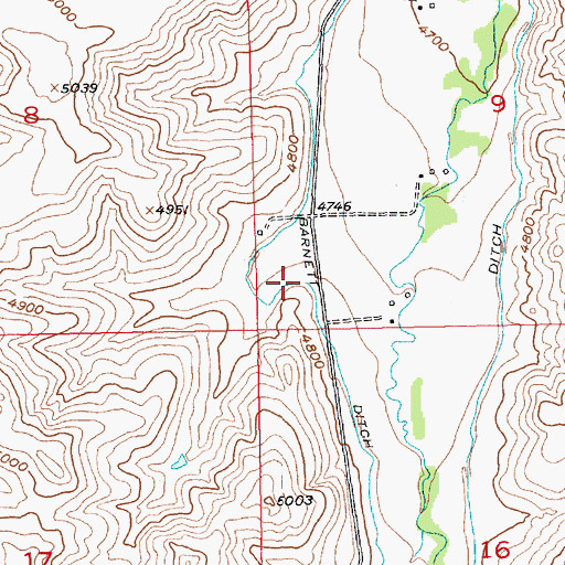 Topographic Map of Barnett Ditch, MT