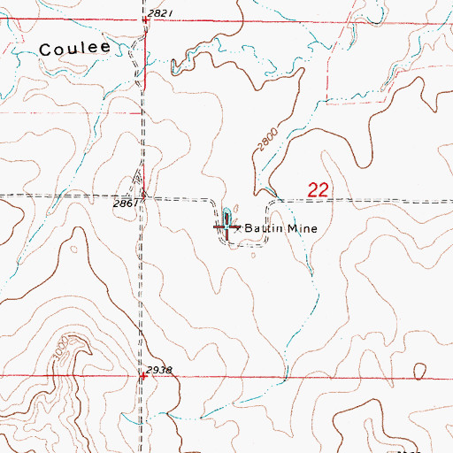 Topographic Map of Battin Mine, MT