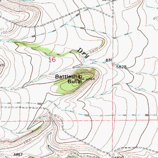 Topographic Map of Battleship Butte, MT