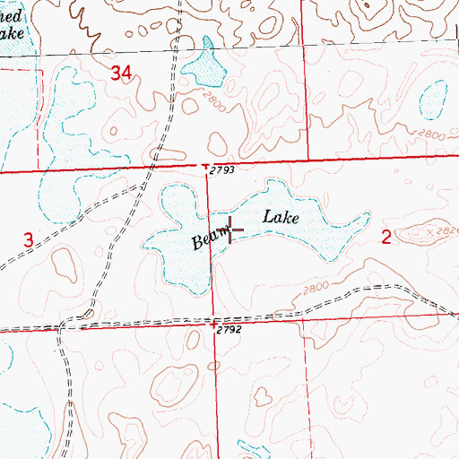 Topographic Map of Beam Lake, MT
