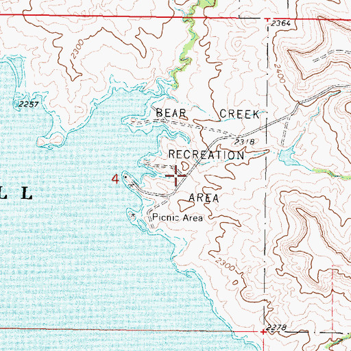 Topographic Map of Bear Creek Recreation Area, MT