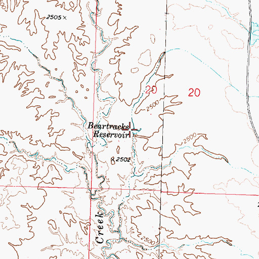 Topographic Map of Beartracks Reservoir, MT