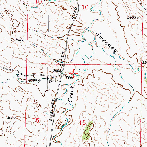 Topographic Map of Bell Creek, MT