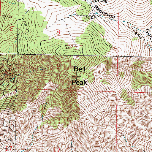 Topographic Map of Bell Peak, MT