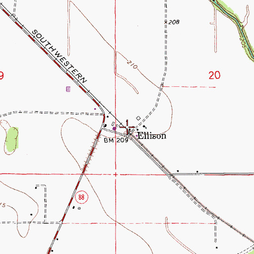 Topographic Map of Ellison, AR