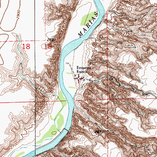 Topographic Map of Bessette Ranch, MT