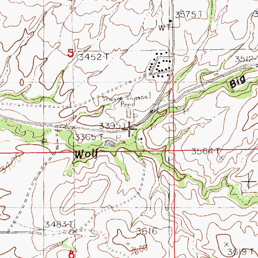 Topographic Map of Big Knife Coulee, MT
