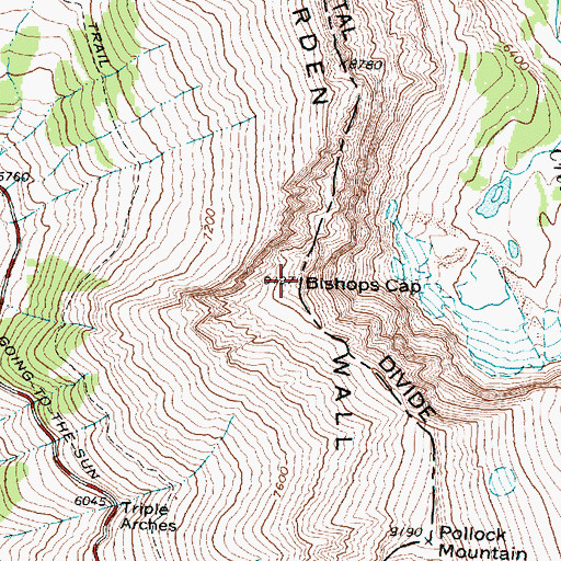 Topographic Map of Bishops Cap, MT