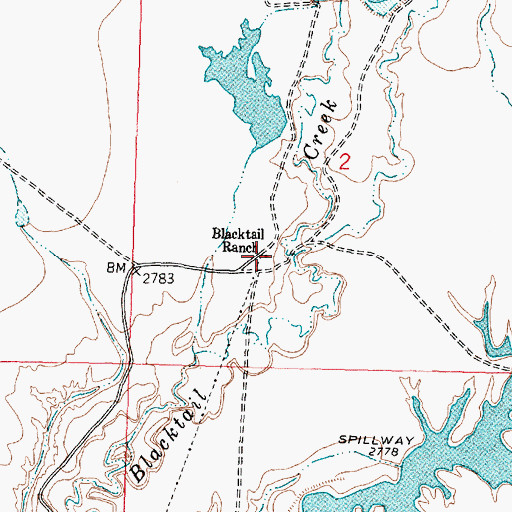 Topographic Map of Blacktail Ranch, MT