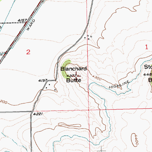 Topographic Map of Blanchard Butte, MT