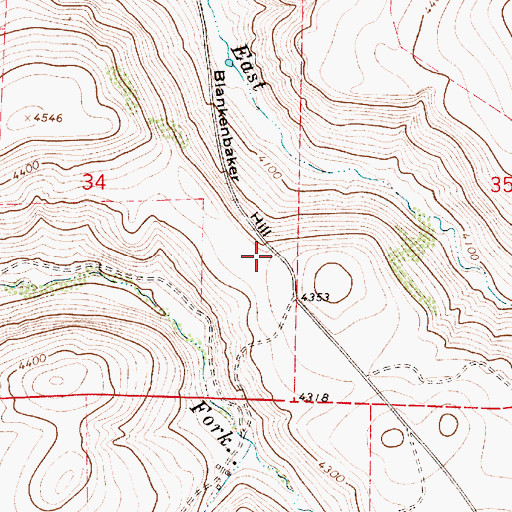 Topographic Map of Blankenbaker Hill, MT