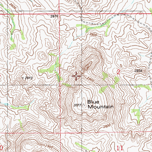Topographic Map of Blue Mountain, MT