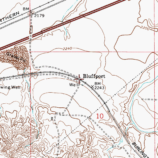 Topographic Map of Bluffport, MT