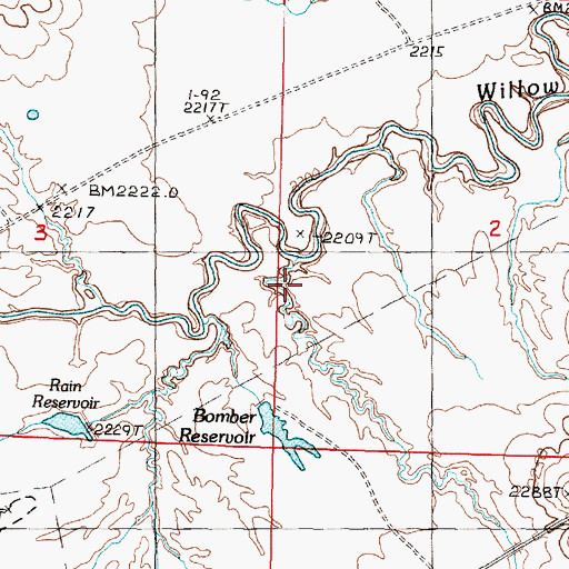 Topographic Map of Bomber Coulee, MT