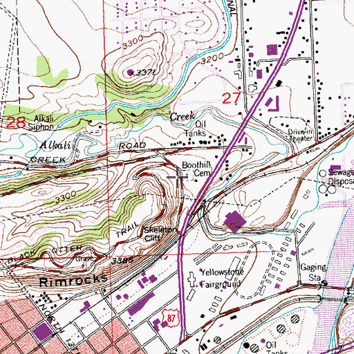 Topographic Map of Boothill Cemetery, MT