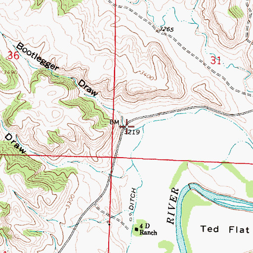 Topographic Map of Bootlegger Draw, MT