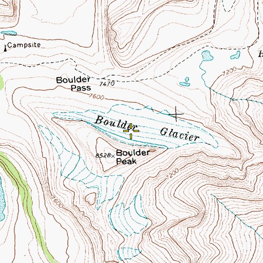 Topographic Map of Boulder Glacier, MT