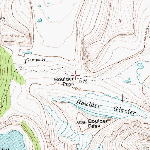 Topographic Map of Boulder Pass, MT